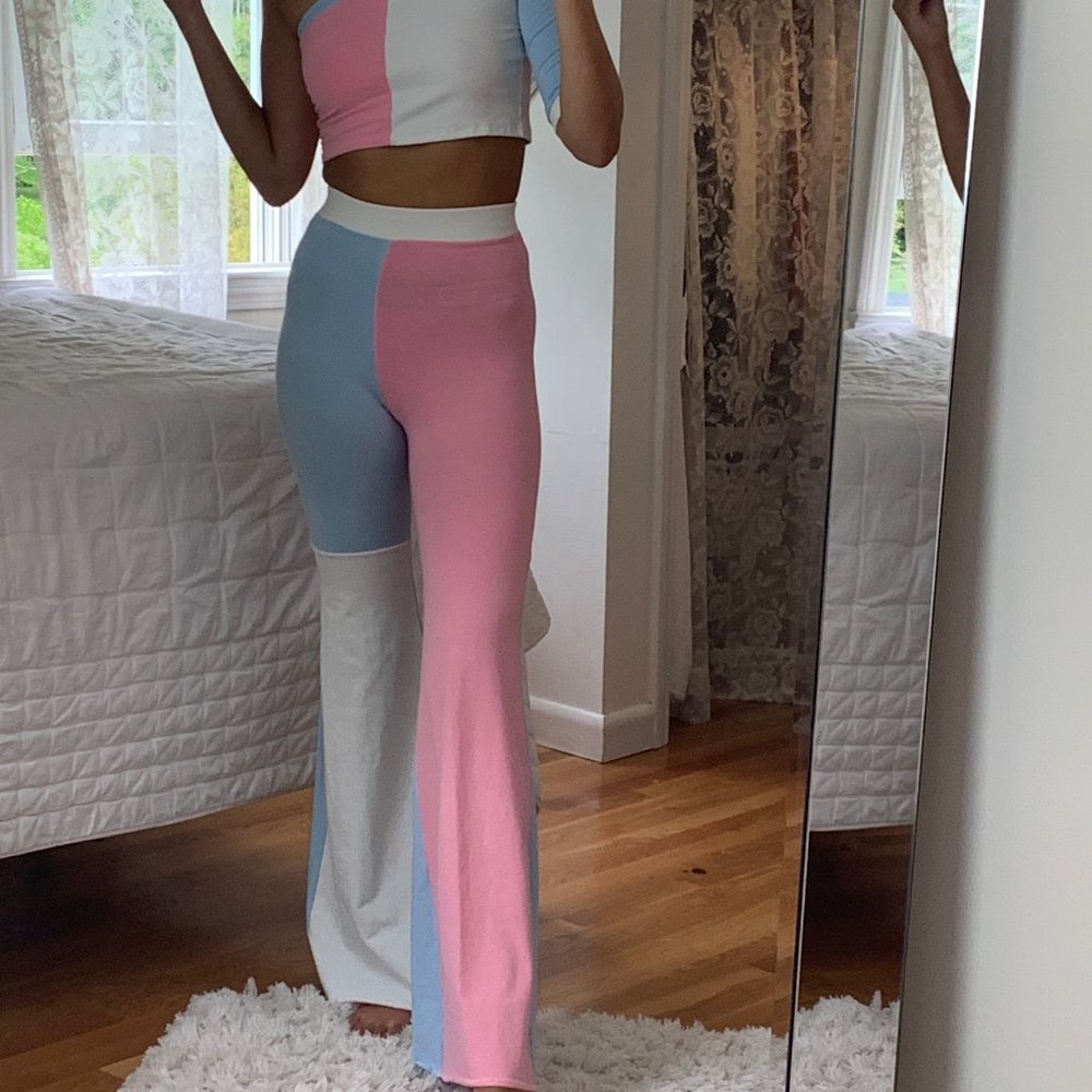Vintage Colorblock High Waist Flare Pants - Picture 8 of 9